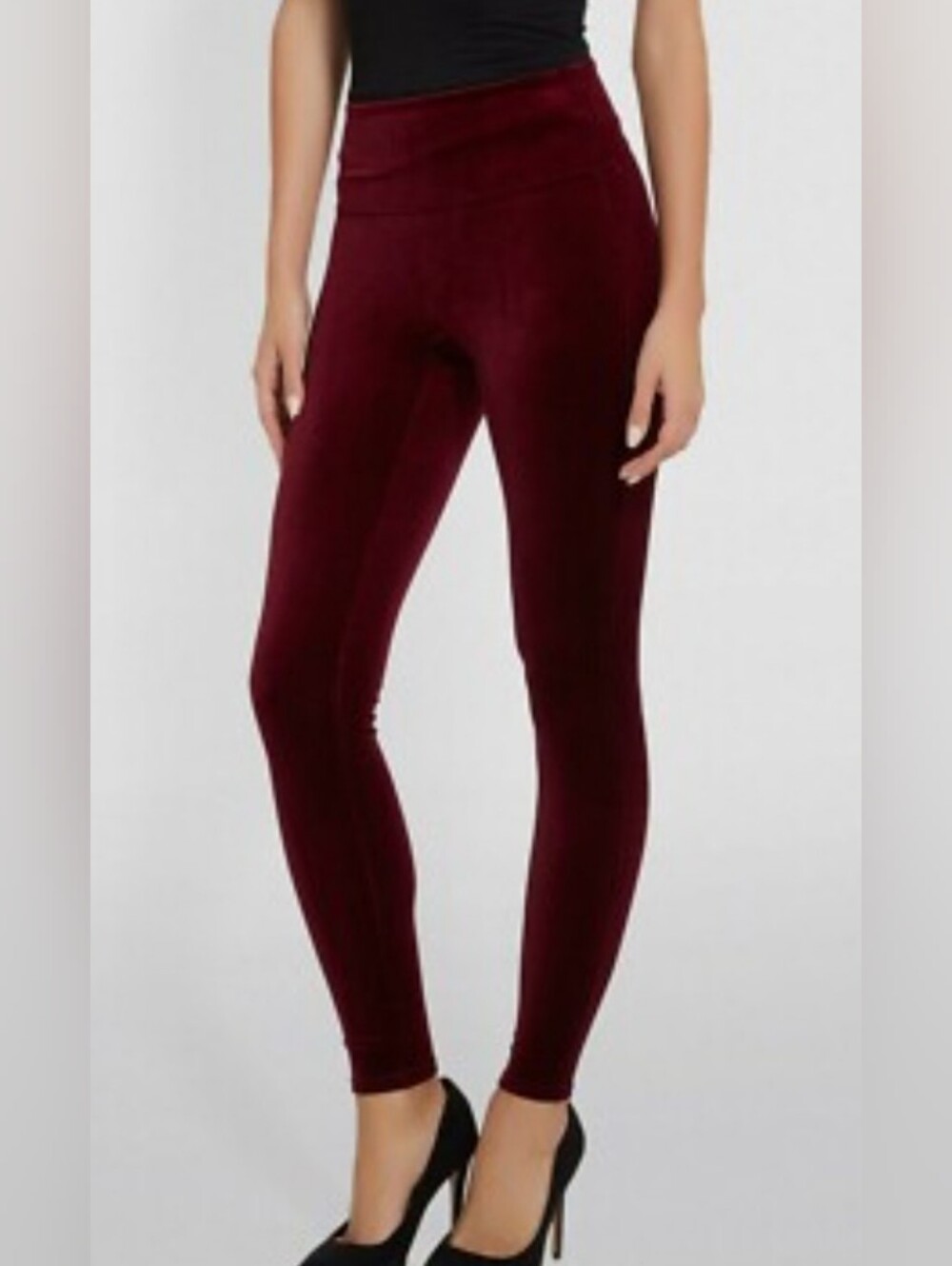 NWT SPANX High-Waist Velvet Leggings - Burgundy.Size M